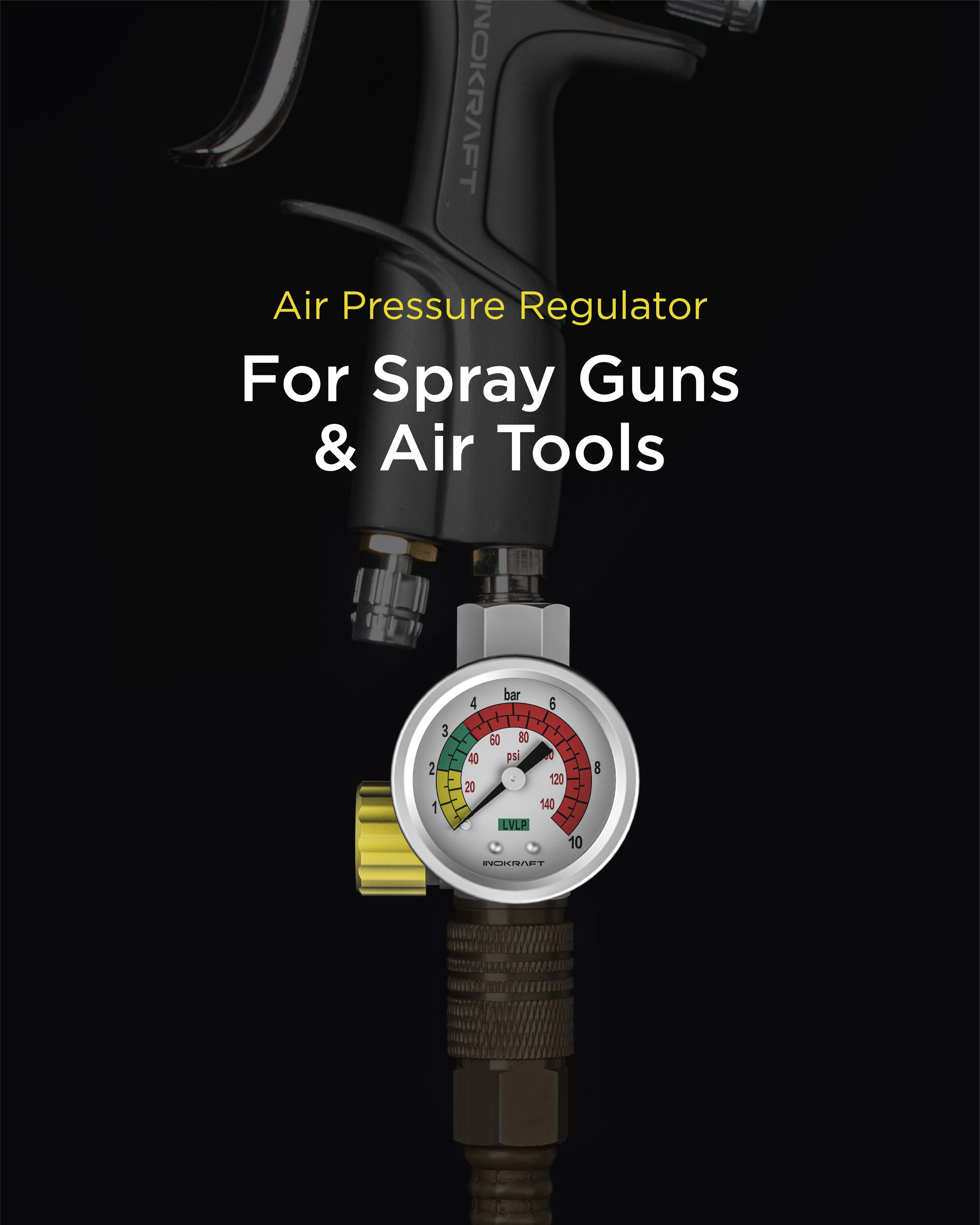 InoKraft Air Compressor Regulator 1/4" NPT, for Spray Guns and Pneumatic Tools