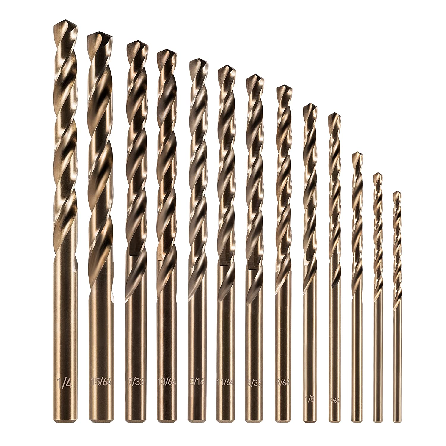 Cobalt Drill Bit Set, M35 High Speed Steel Metal Drill Bits Jobber Length for Hardened Metal