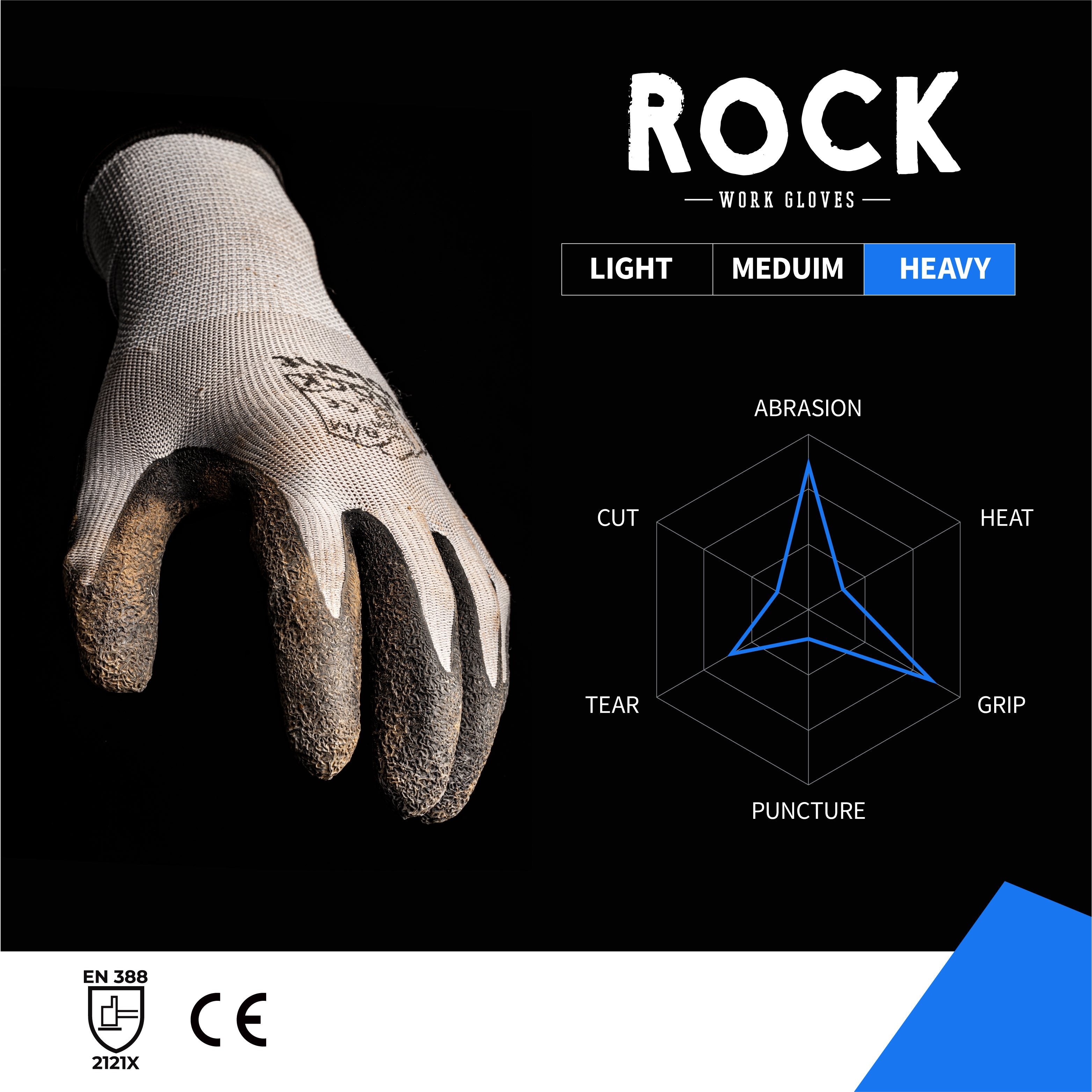 [Bulk Buy] Crinkle Latex Work Gloves, Value Pack Safety Gloves for Construction, Landscaping, and Warehouse Work