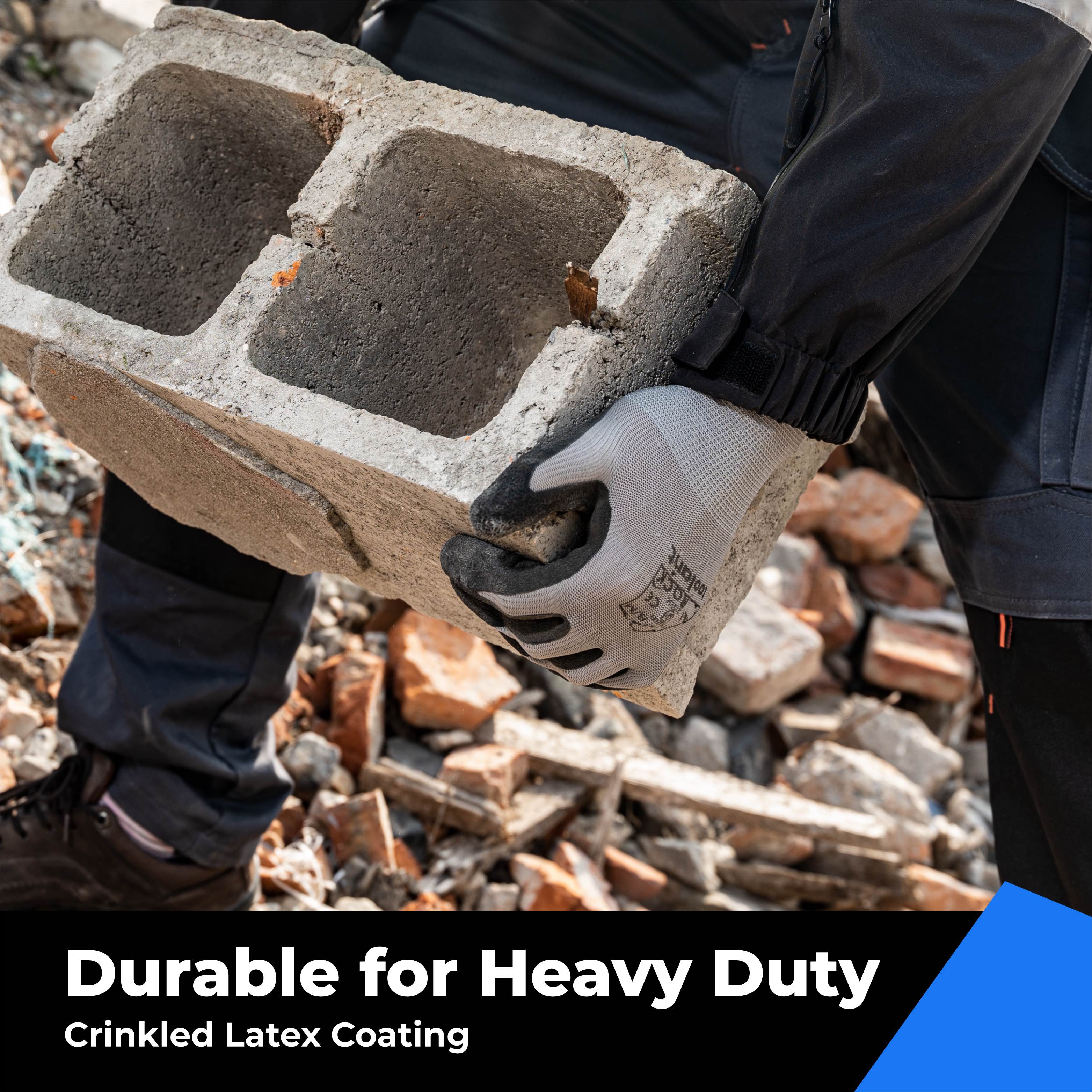 [Bulk Buy] Crinkle Latex Work Gloves, Value Pack Safety Gloves for Construction, Landscaping, and Warehouse Work