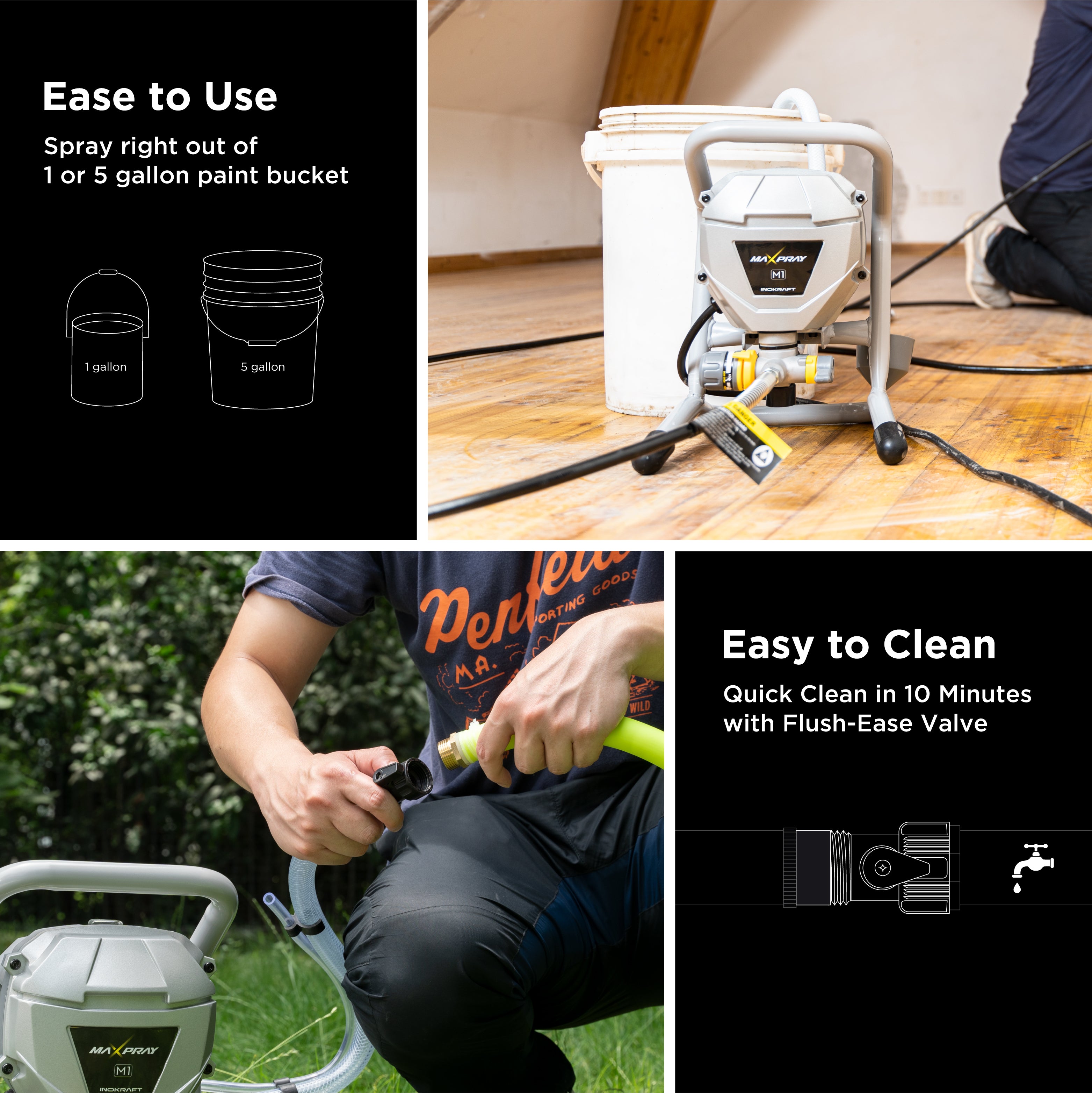 InoKraft MaXpray M1 Airless Paint Sprayer for Home Exterior & House Interior DIY Painting Projects