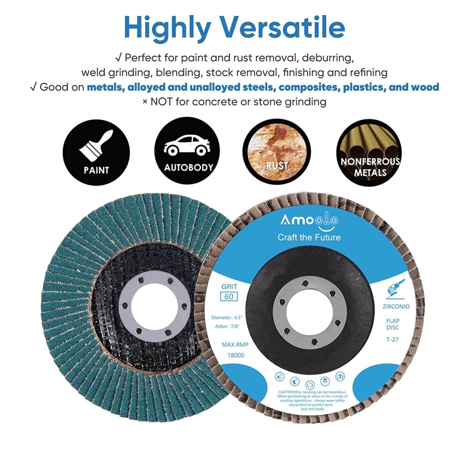 Zirconia Flap Disc, High Density Abrasive Grinding Discs for Metal/Wood Grinding, T27