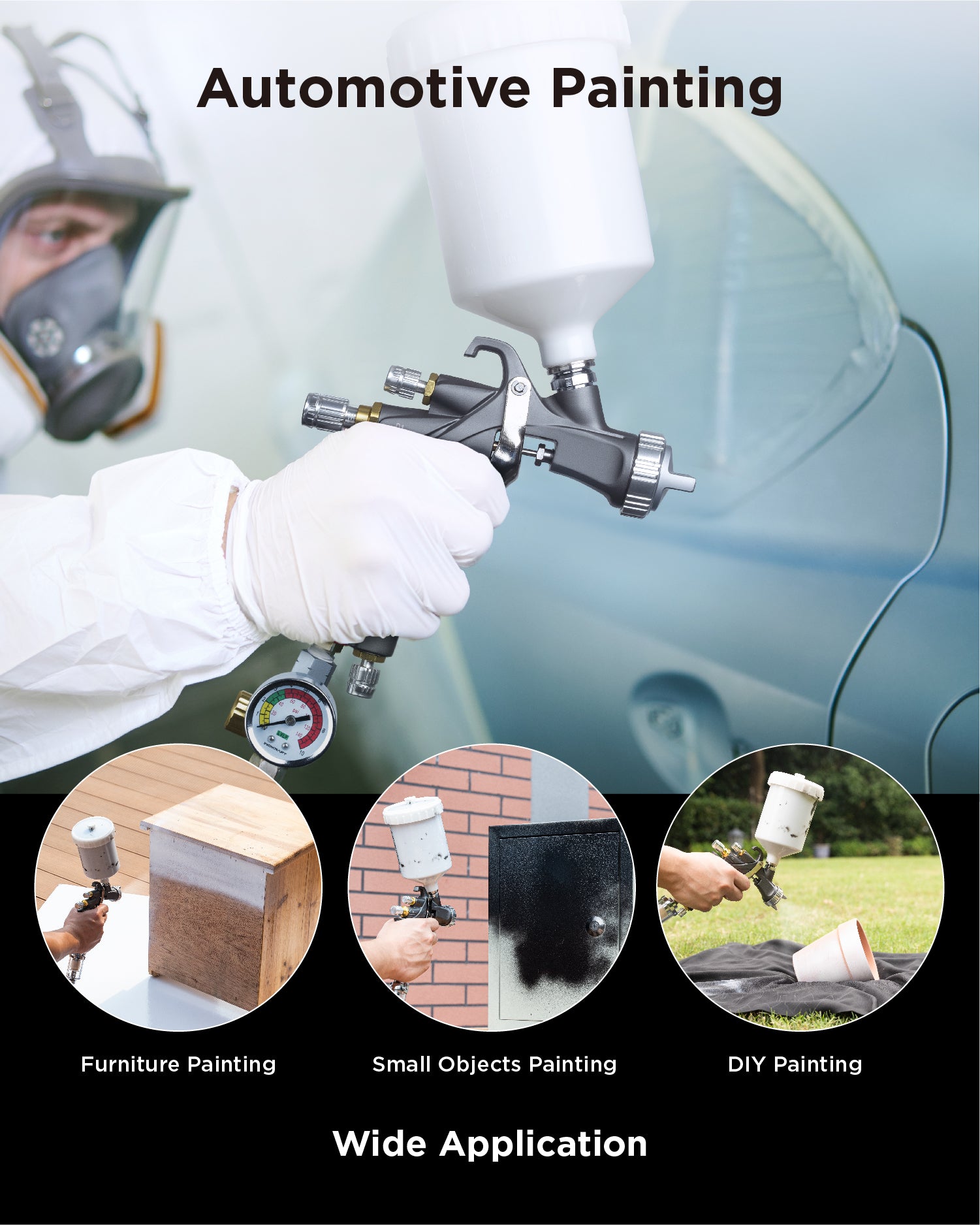 InoKraft D1-LVLP Spray Gun Premium Kit for Cars & House DIY Painting