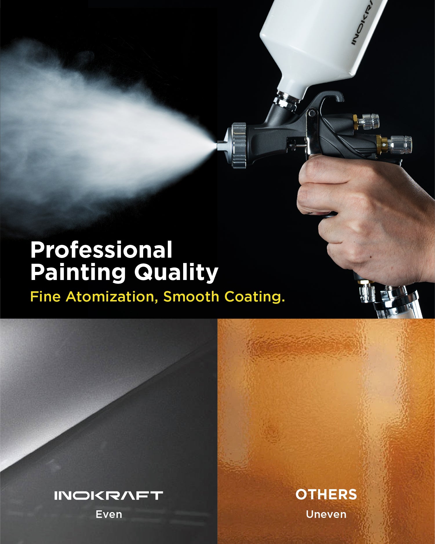 InoKraft D1-LVLP Spray Gun Basic & Premium Kit for Cars & House DIY Painting