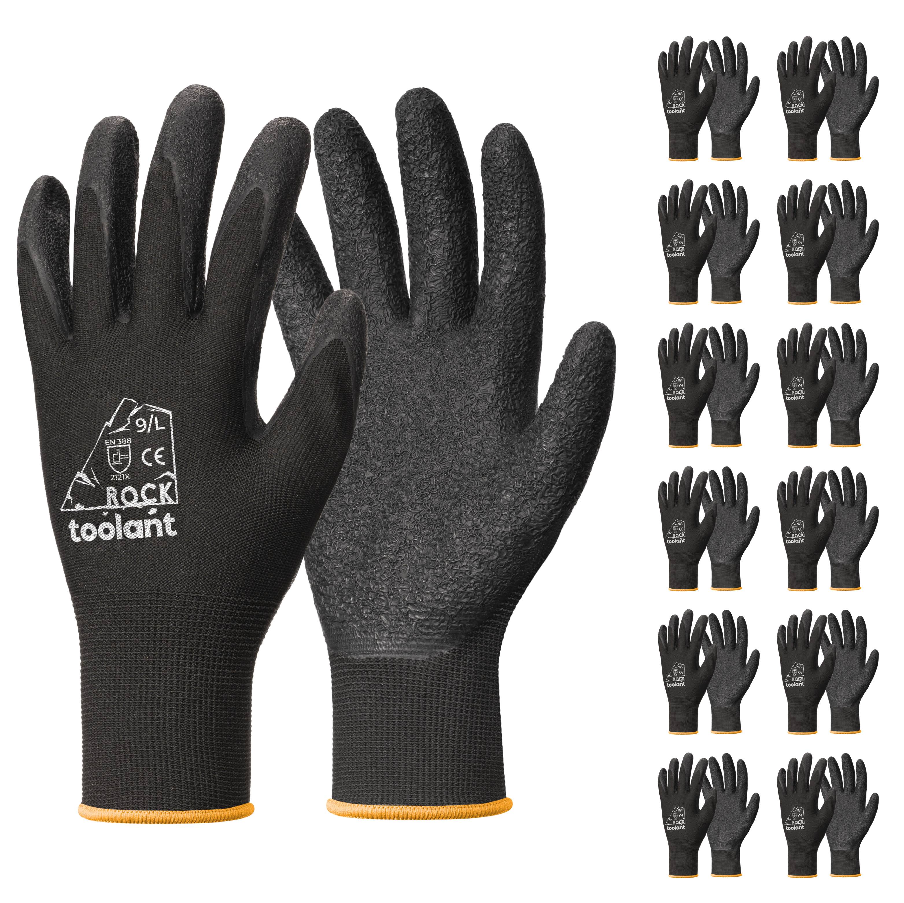 Crinkle Latex Work Gloves, 12-Packs