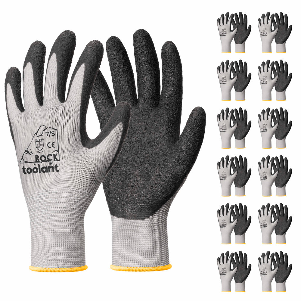 Crinkle Latex Work Gloves, 12 Pack Safety Gloves for Construction, Landscaping, and Warehouse Work
