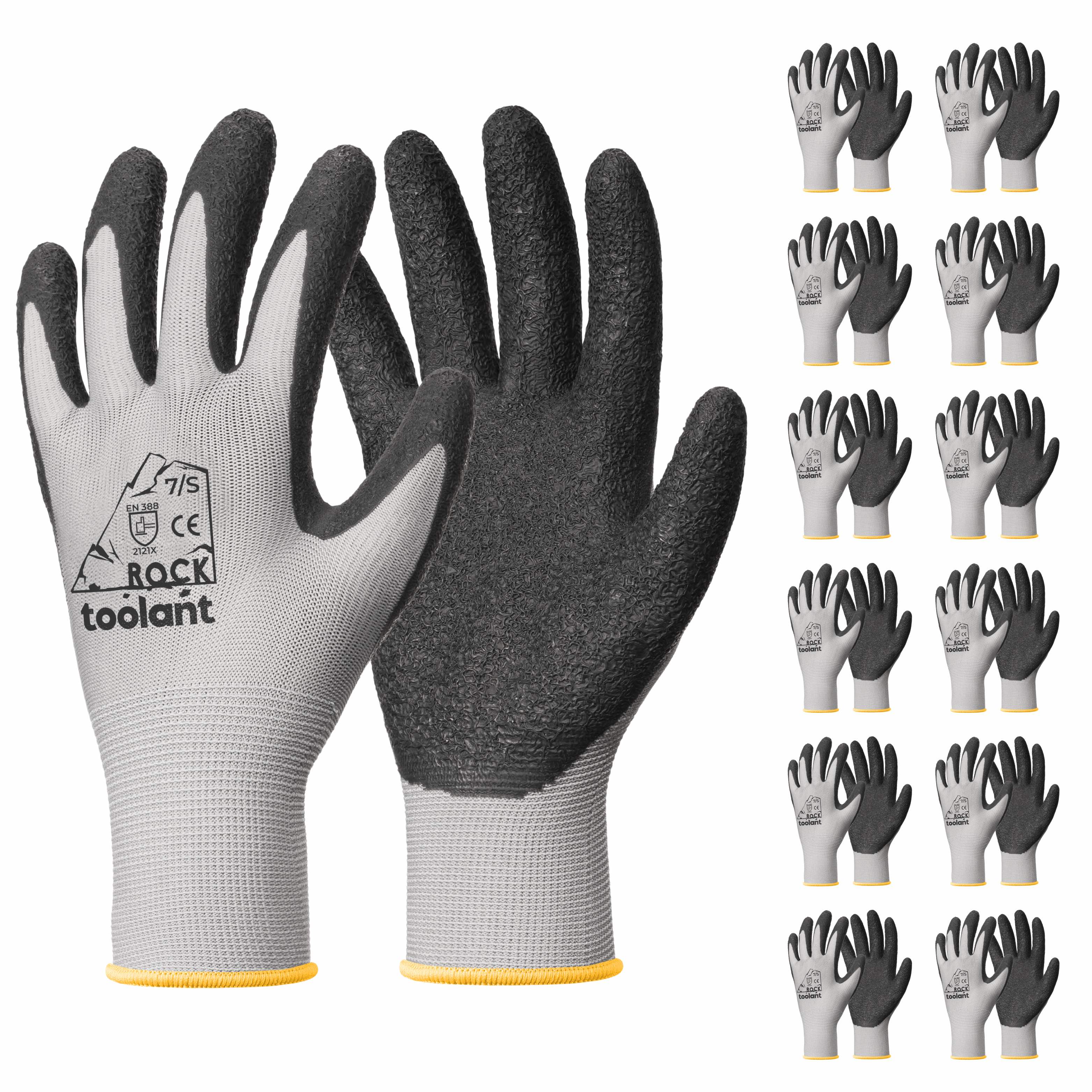 Crinkle Latex Work Gloves, 12-Packs