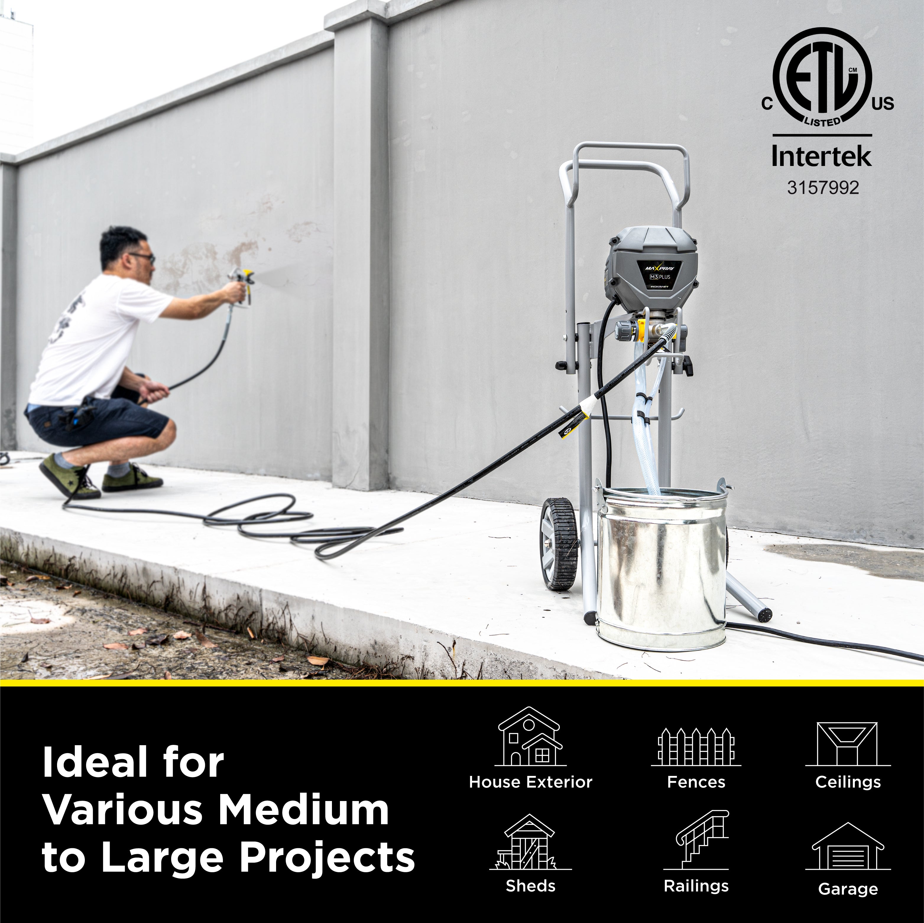 InoKraft MaXpray M3 Plus Airless Paint Sprayer for Larger Home Exterior & House Interior Painting Projects