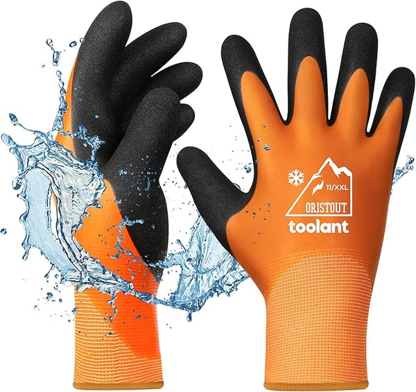 OriStout Waterproof Winter Gloves, Thermal Work Gloves for Cold Weather Touchscreen, Super Grip, for Gardening Fishing