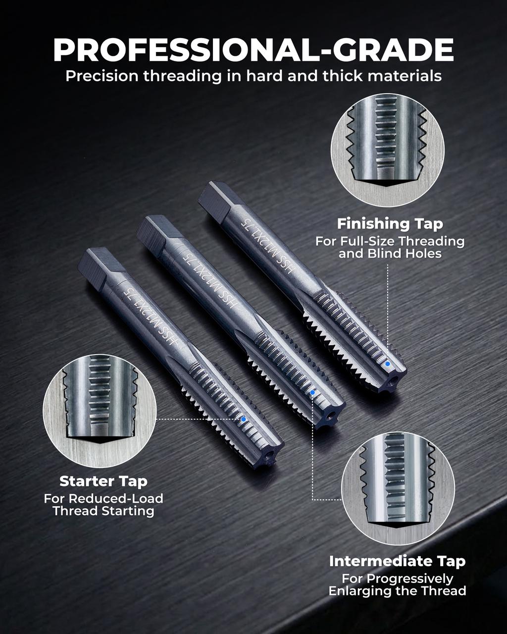 3-Piece Tap Set, Metric, 32pcs