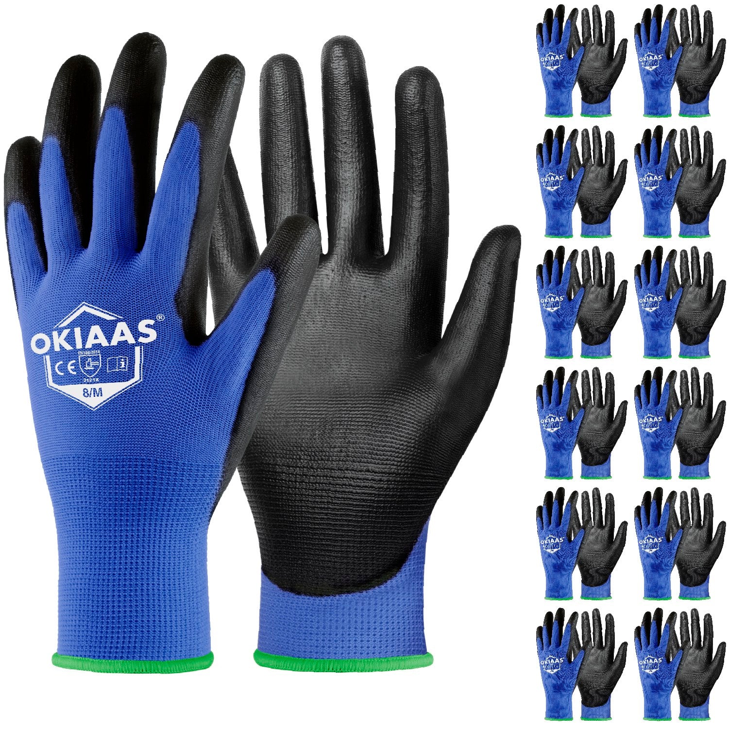 12 Pairs Safety Work Gloves with PU Coated