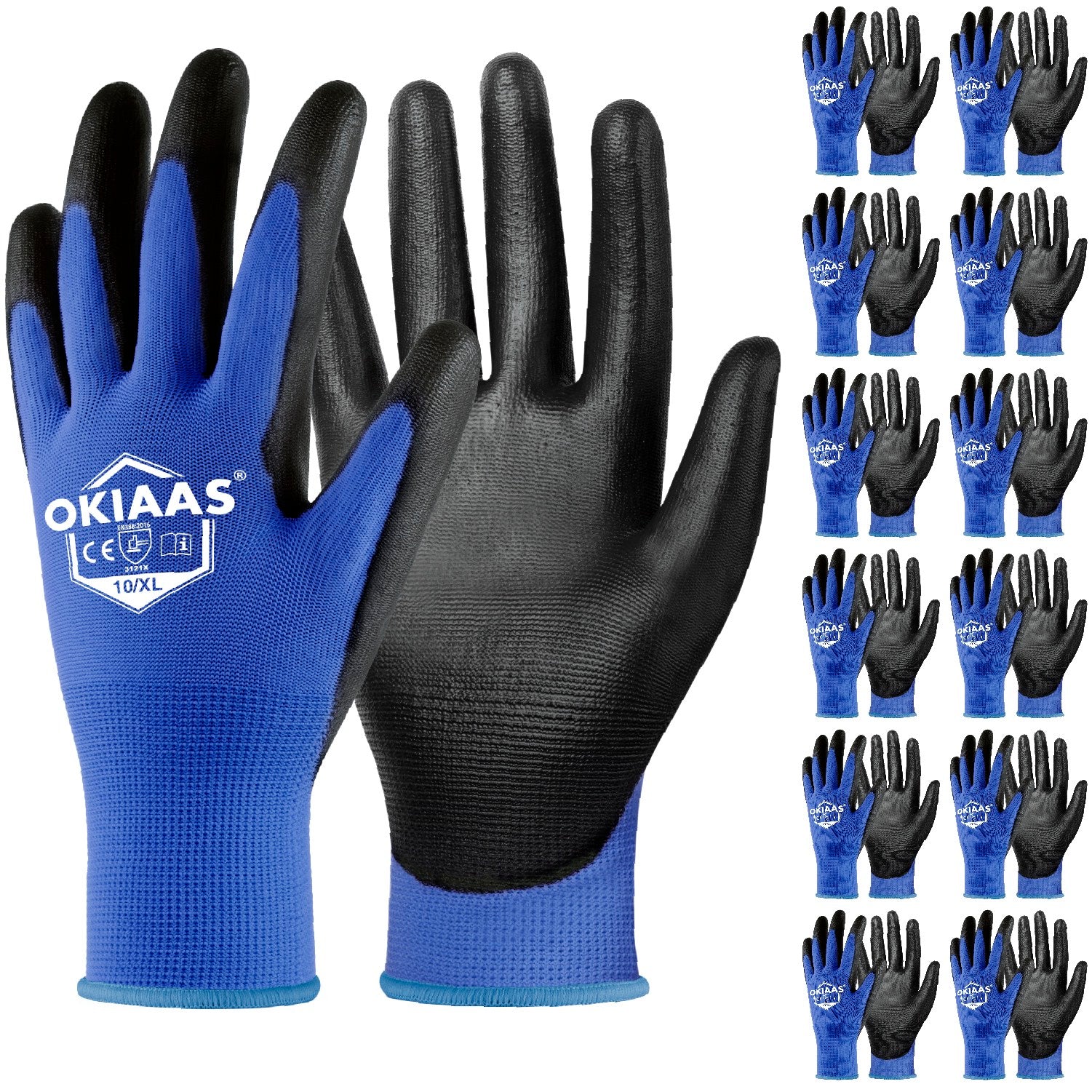 12 Pairs Safety Work Gloves with PU Coated