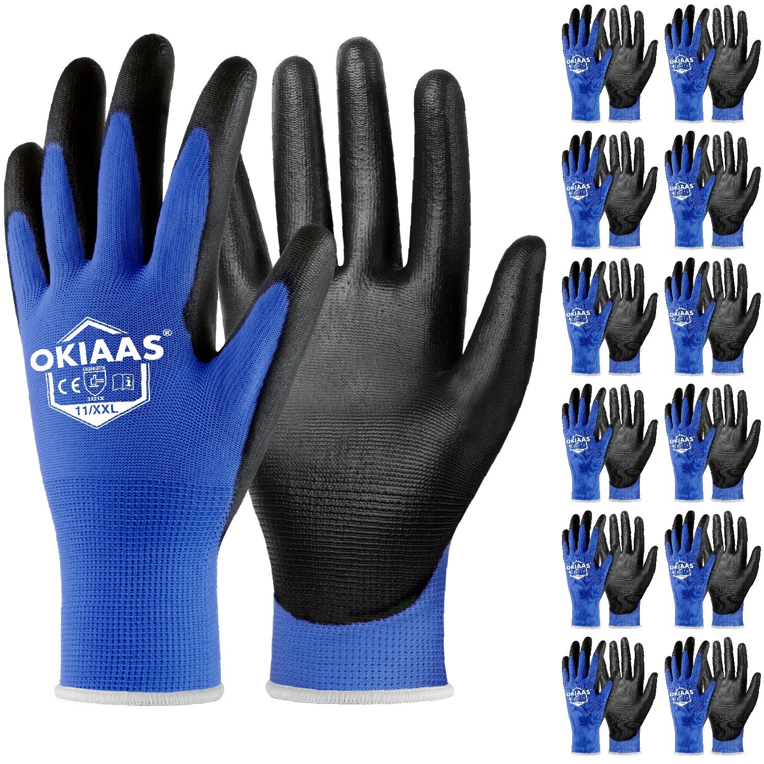 12 Pairs Safety Work Gloves with PU Coated