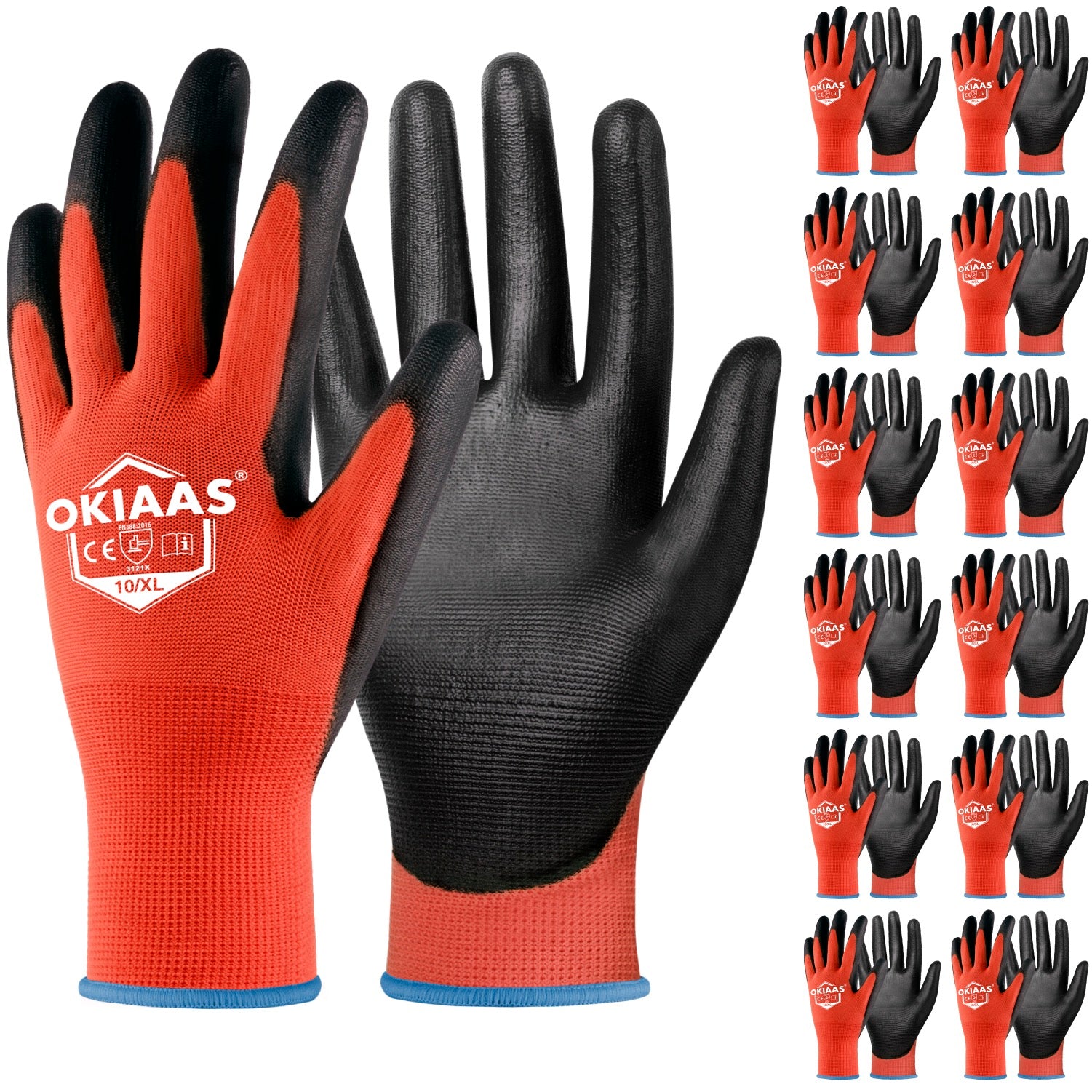 12 Pairs Safety Work Gloves with PU Coated