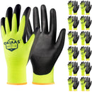 12 Pairs Safety Work Gloves with PU Coated, for Mechanic, Warehouse, Gardening