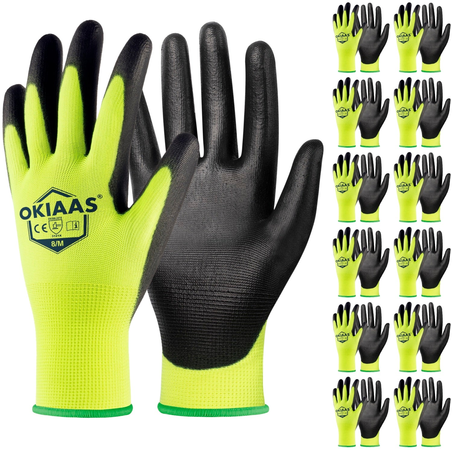 12 Pairs Safety Work Gloves with PU Coated