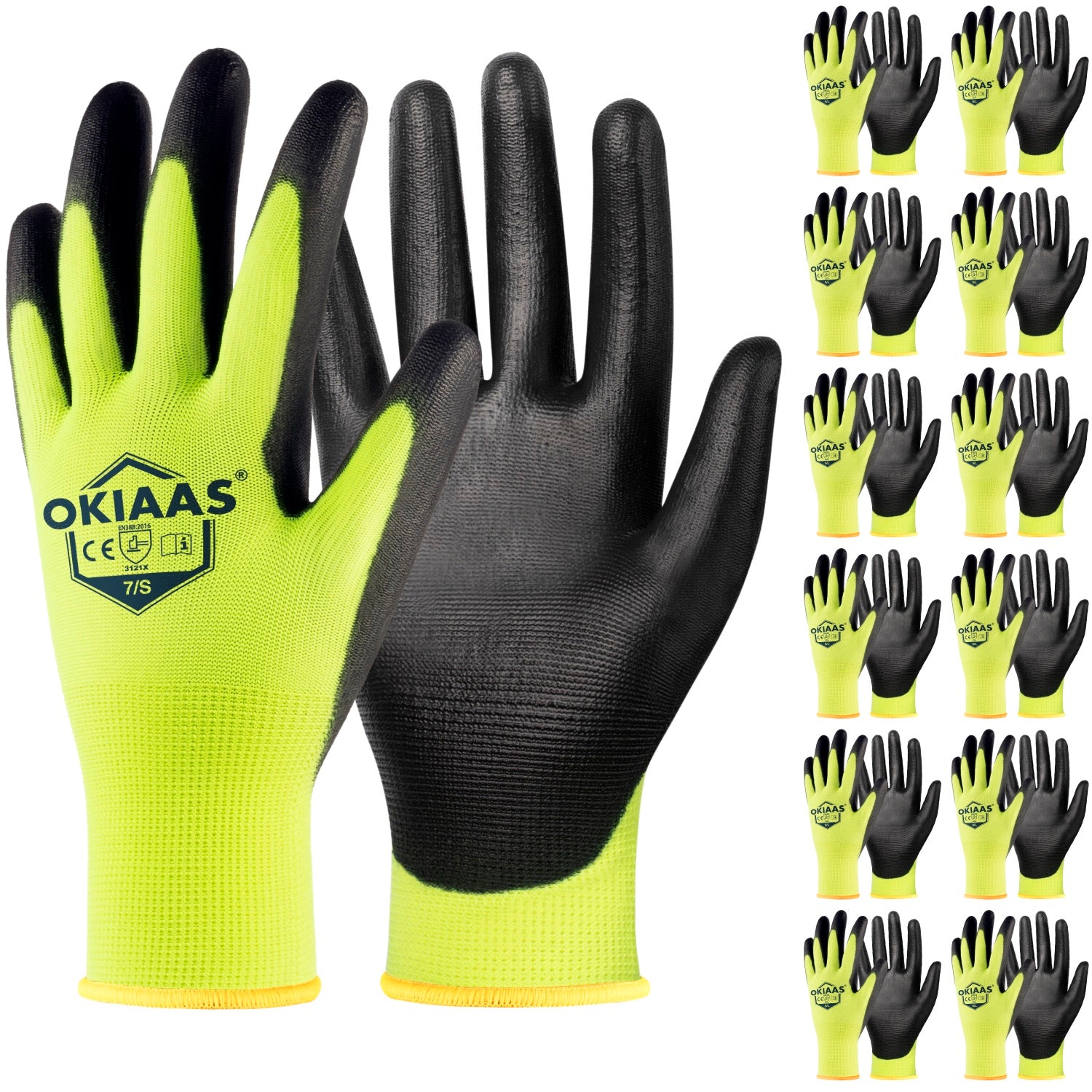 12 Pairs Safety Work Gloves with PU Coated
