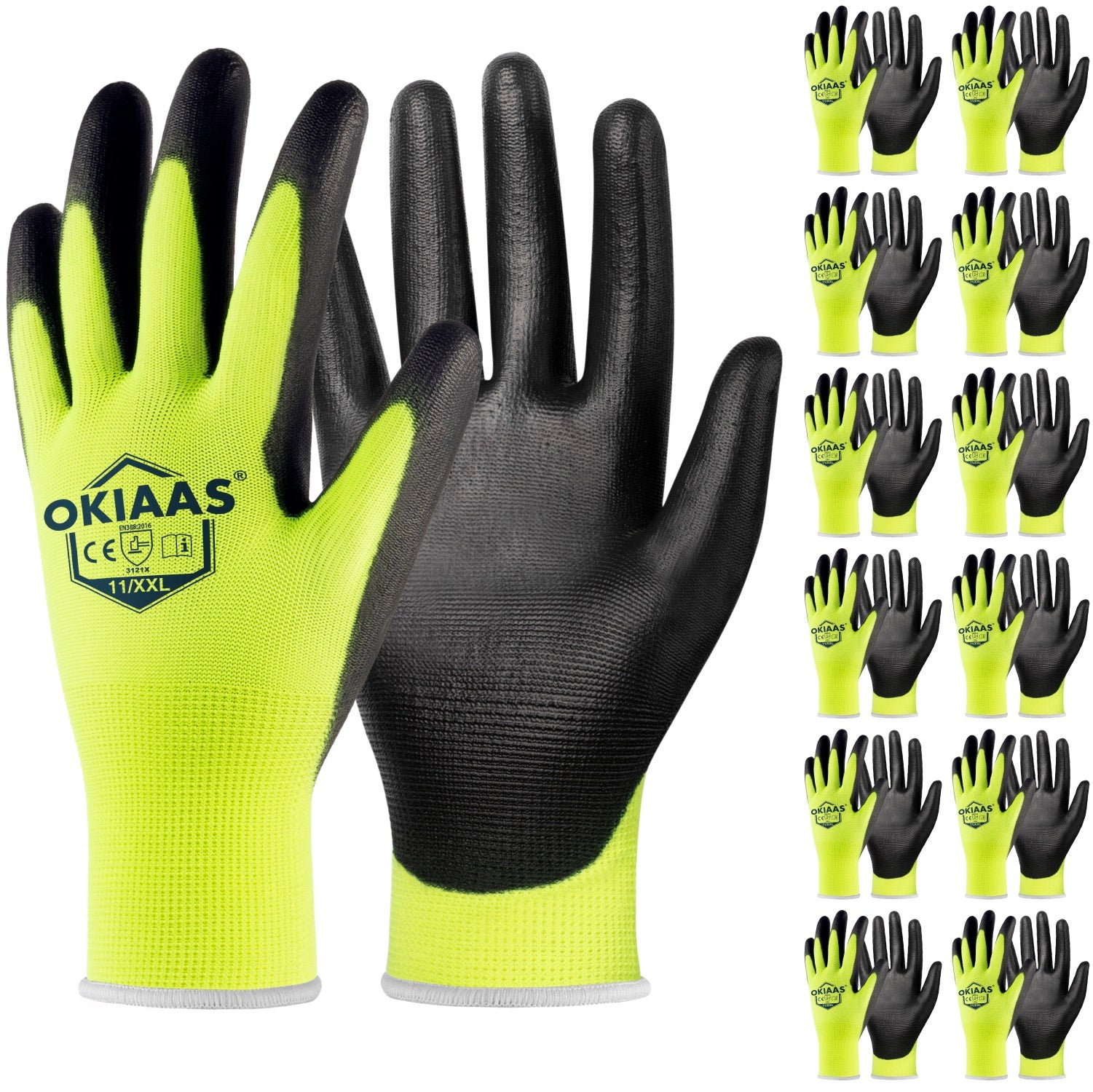 12 Pairs Safety Work Gloves with PU Coated