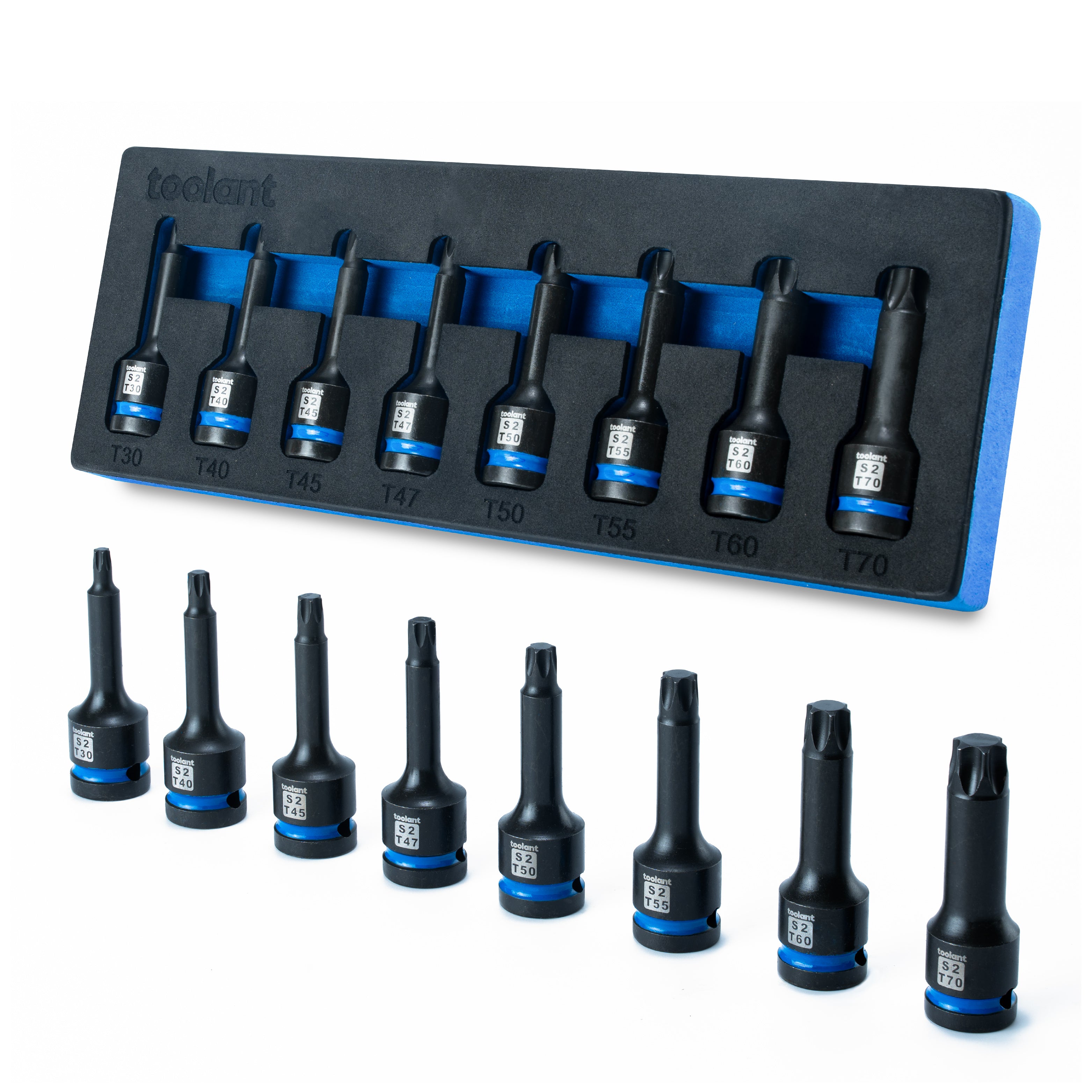 Torx Impact Bit Socket Set, made with 1/2" S2 Steel, for Professional Mechanic & Automotive Repair