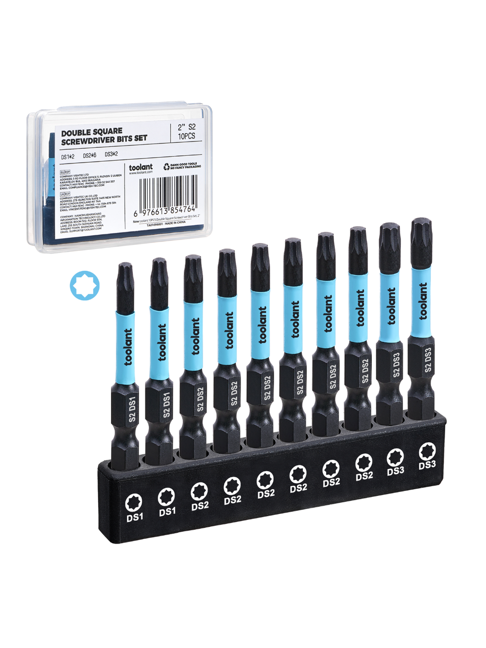 toolant 10-piece double square screwdriver bits set