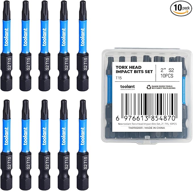 Impact Security Steel Torx Bit Set With Magnetic Bit Holder and Storage Box