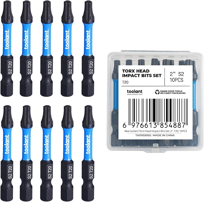 Impact Security Steel Torx Bit Set With Magnetic Bit Holder and Storage Box
