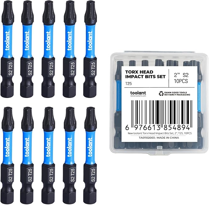 Impact Security Steel Torx Bit Set With Magnetic Bit Holder and Storage Box