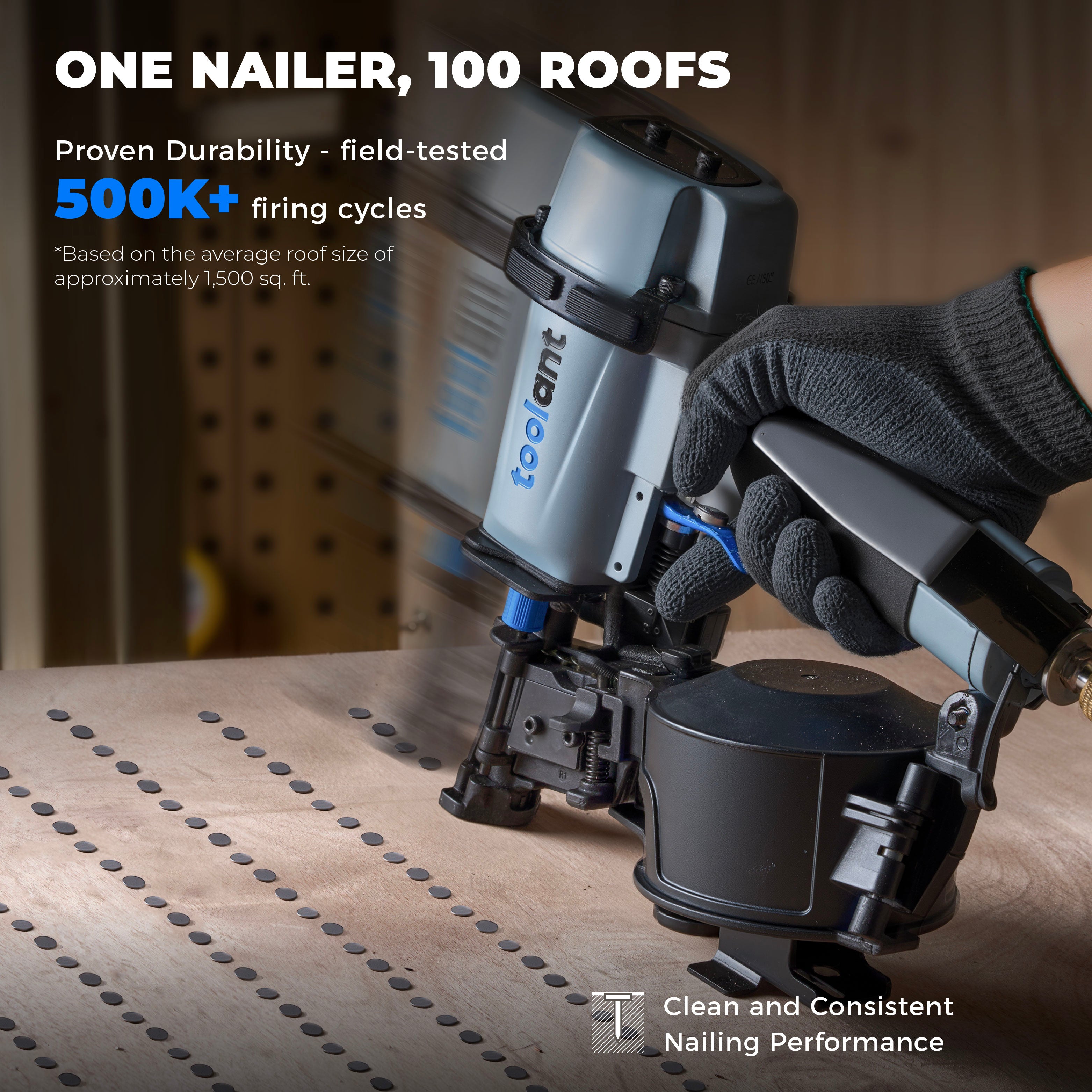 toolant Roofing Nailer, Pneumatic Roofing Nail Gun for 3/4" to 1-3/4" Nails