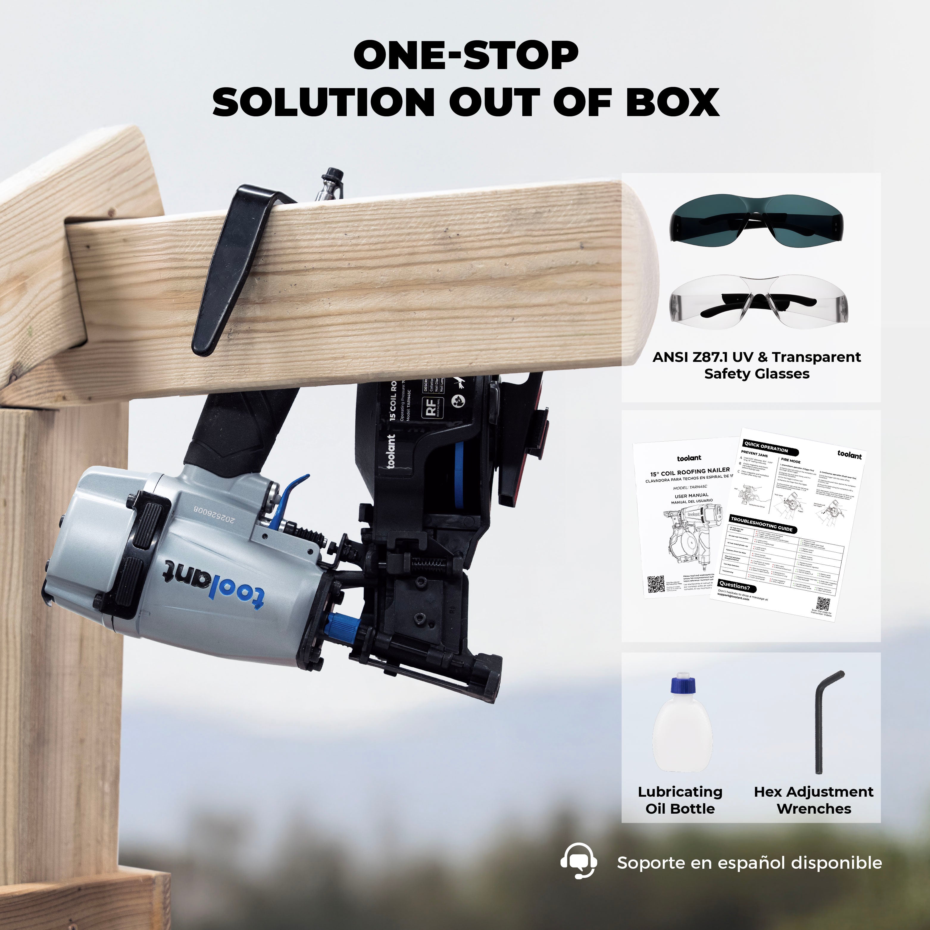 toolant Roofing Nailer, Pneumatic Roofing Nail Gun for 3/4" to 1-3/4" Nails