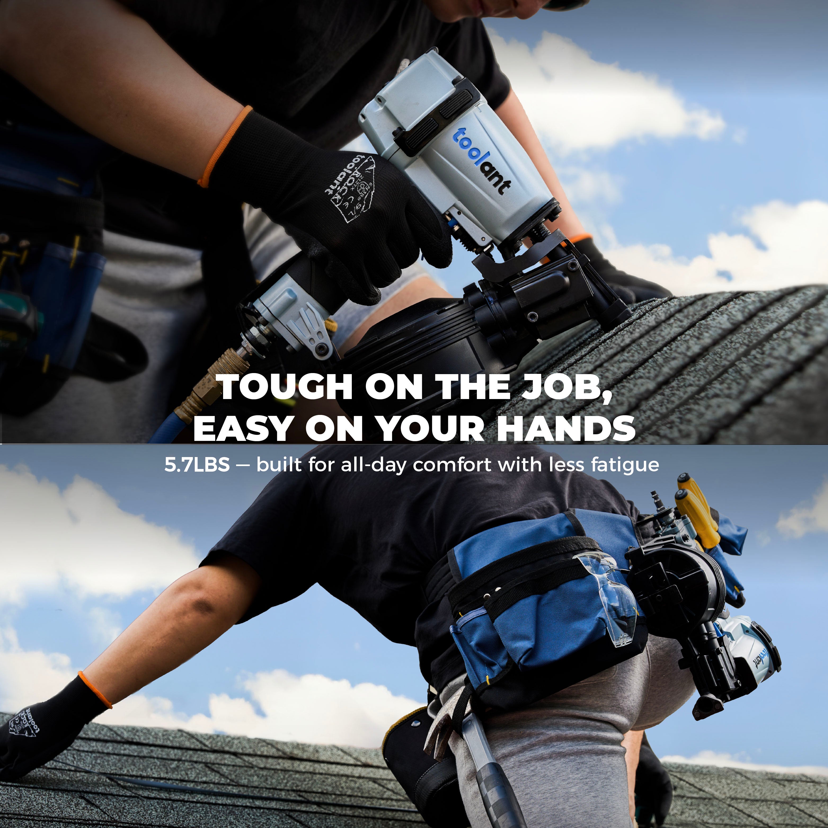 toolant Roofing Nailer, Pneumatic Roofing Nail Gun for 3/4" to 1-3/4" Nails