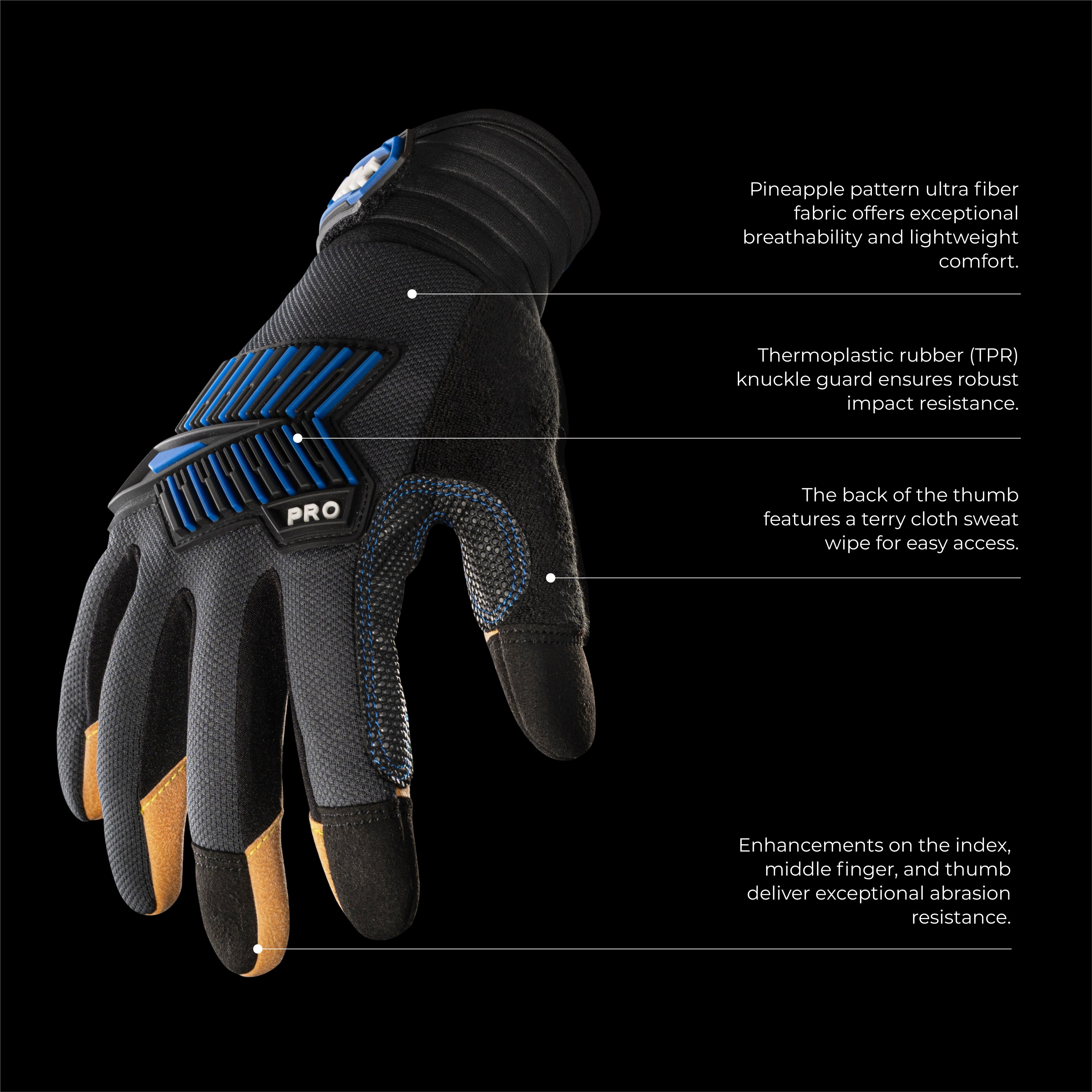 Arrow Pro Mechanic Gloves Heavy Duty, with Impact Protection, High Dexterity and Abrasion Resistance