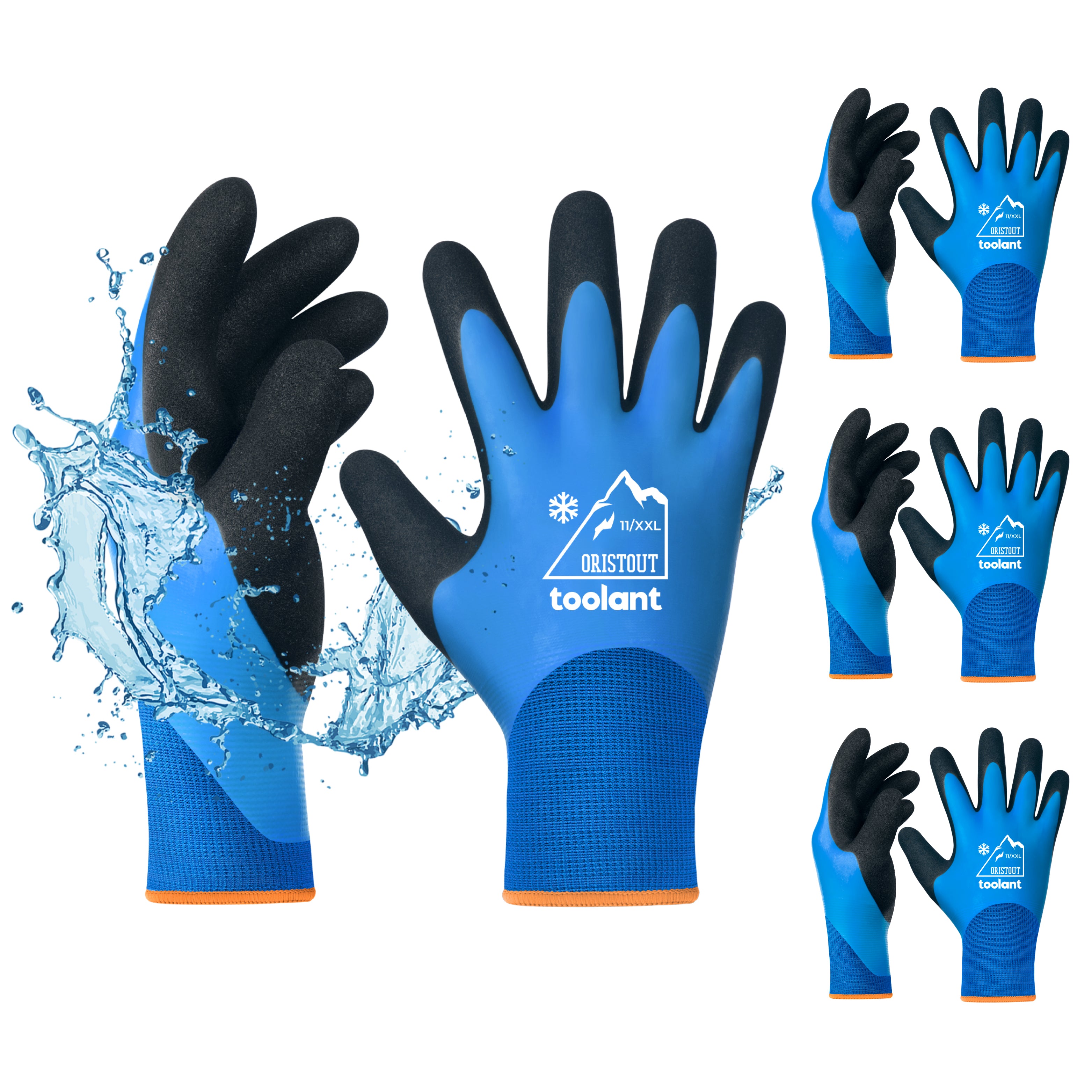 OriStout Waterproof Winter Work Gloves for Men and Women, Freezer Gloves for Working in Freezer, Thermal Insulated Fishing Gloves, Super, Metal