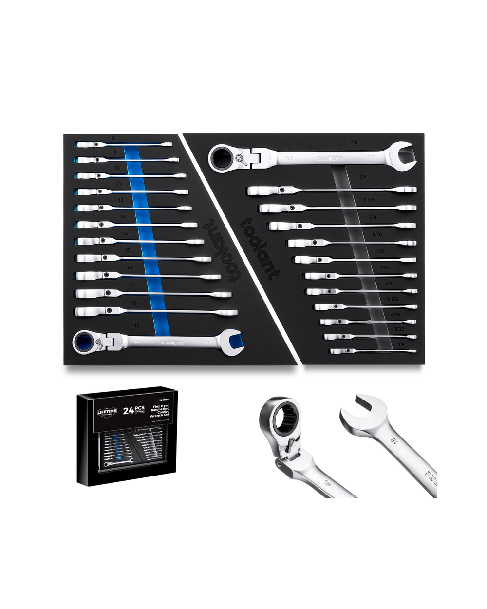 Reversible Flex-Head Ratchet Wrench Set