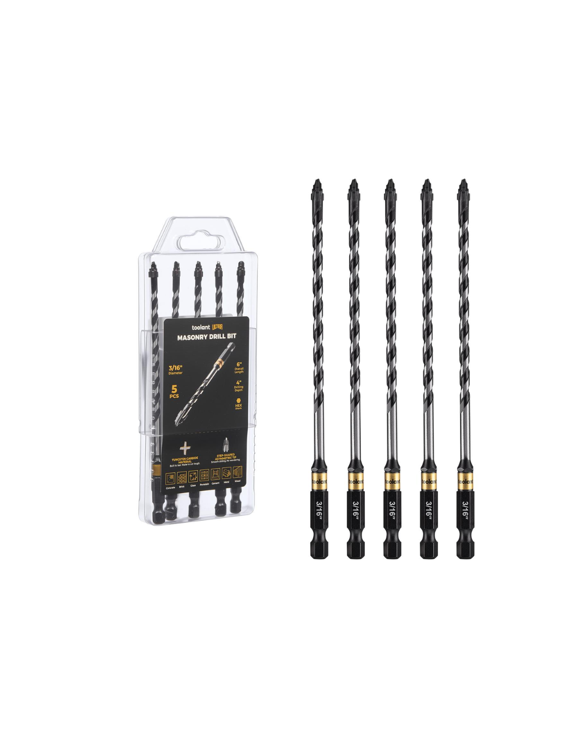 Step-tip Eccentric Masonry Drill Bit Set