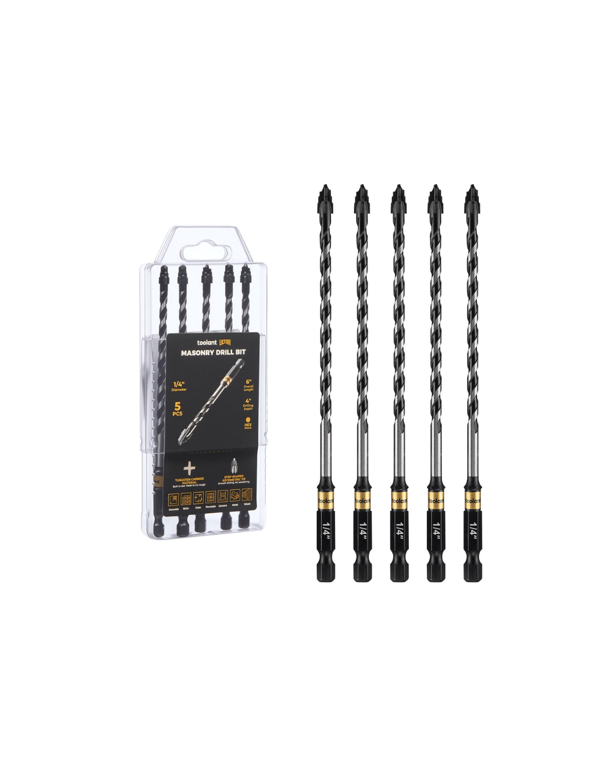 Step-tip Eccentric Masonry Drill Bit Set