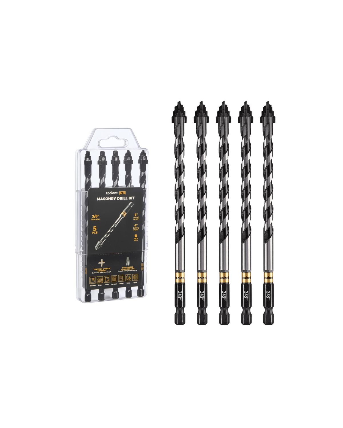 Step-tip Eccentric Masonry Drill Bit Set