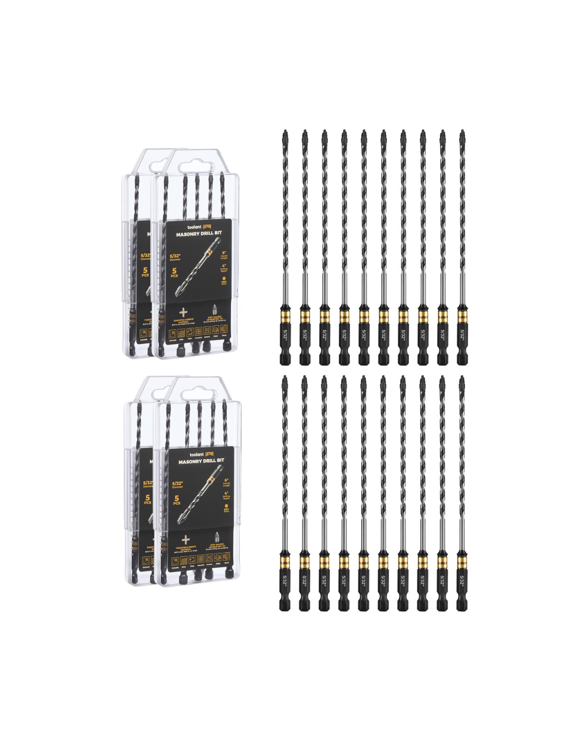 Step-tip Eccentric Masonry Drill Bit Set
