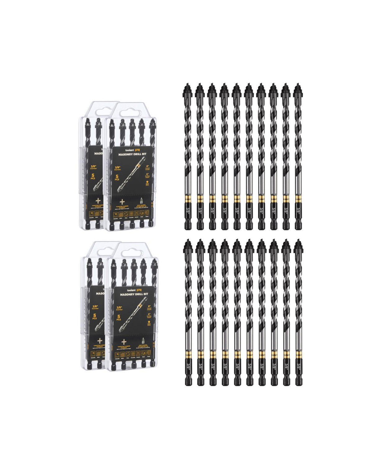 Step-tip Eccentric Masonry Drill Bit Set