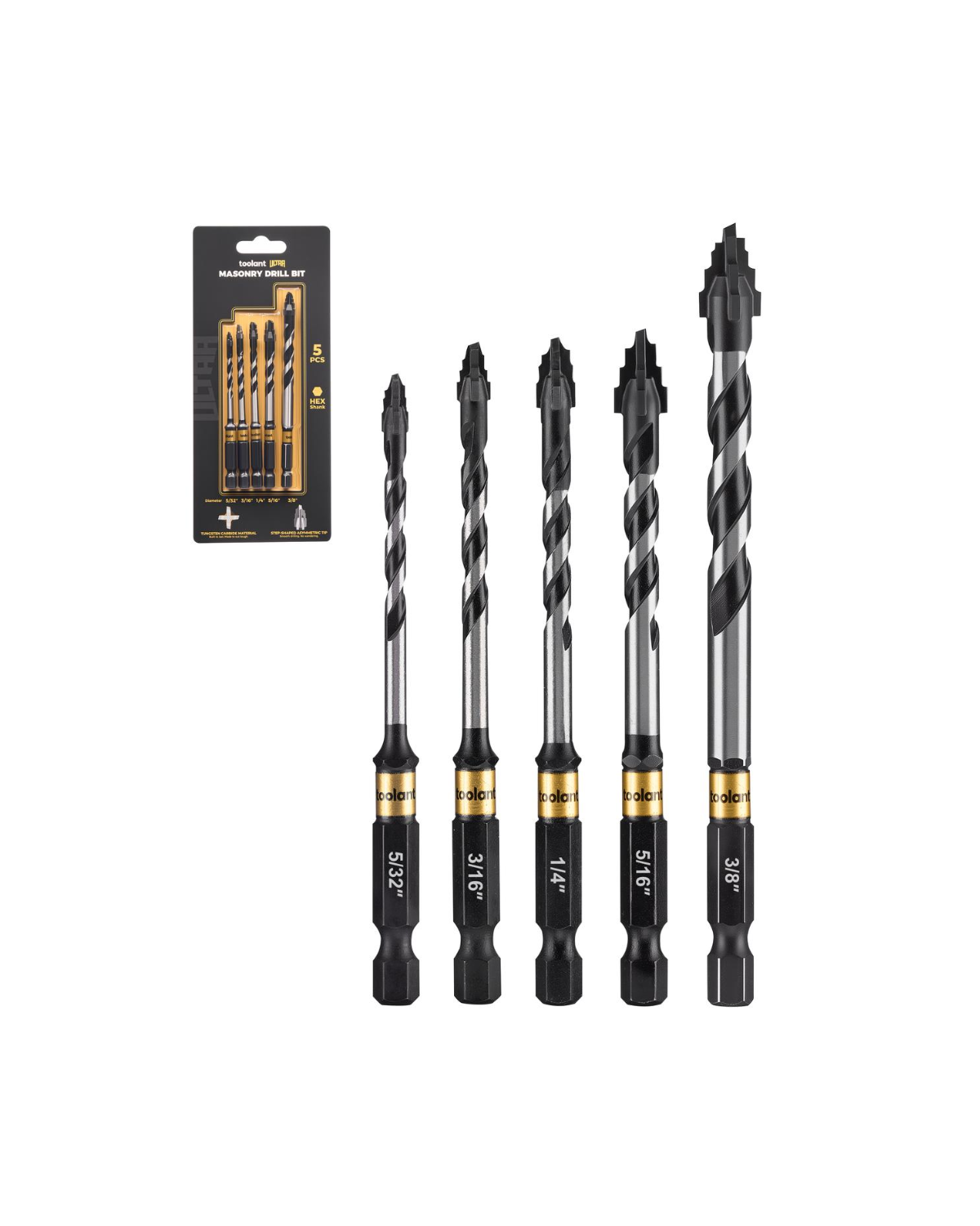 Step-tip Eccentric Masonry Drill Bit Set