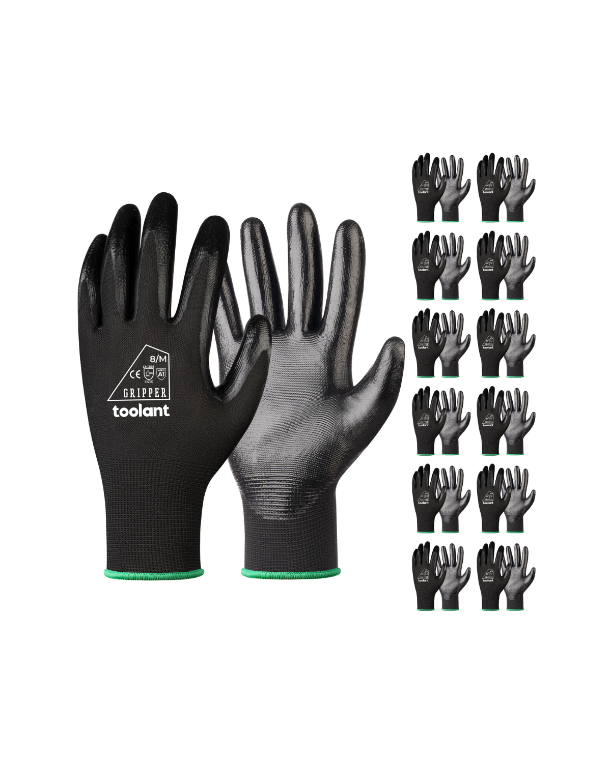 Oil Resistant Nitrile Coating Work Gloves, 12-Pairs