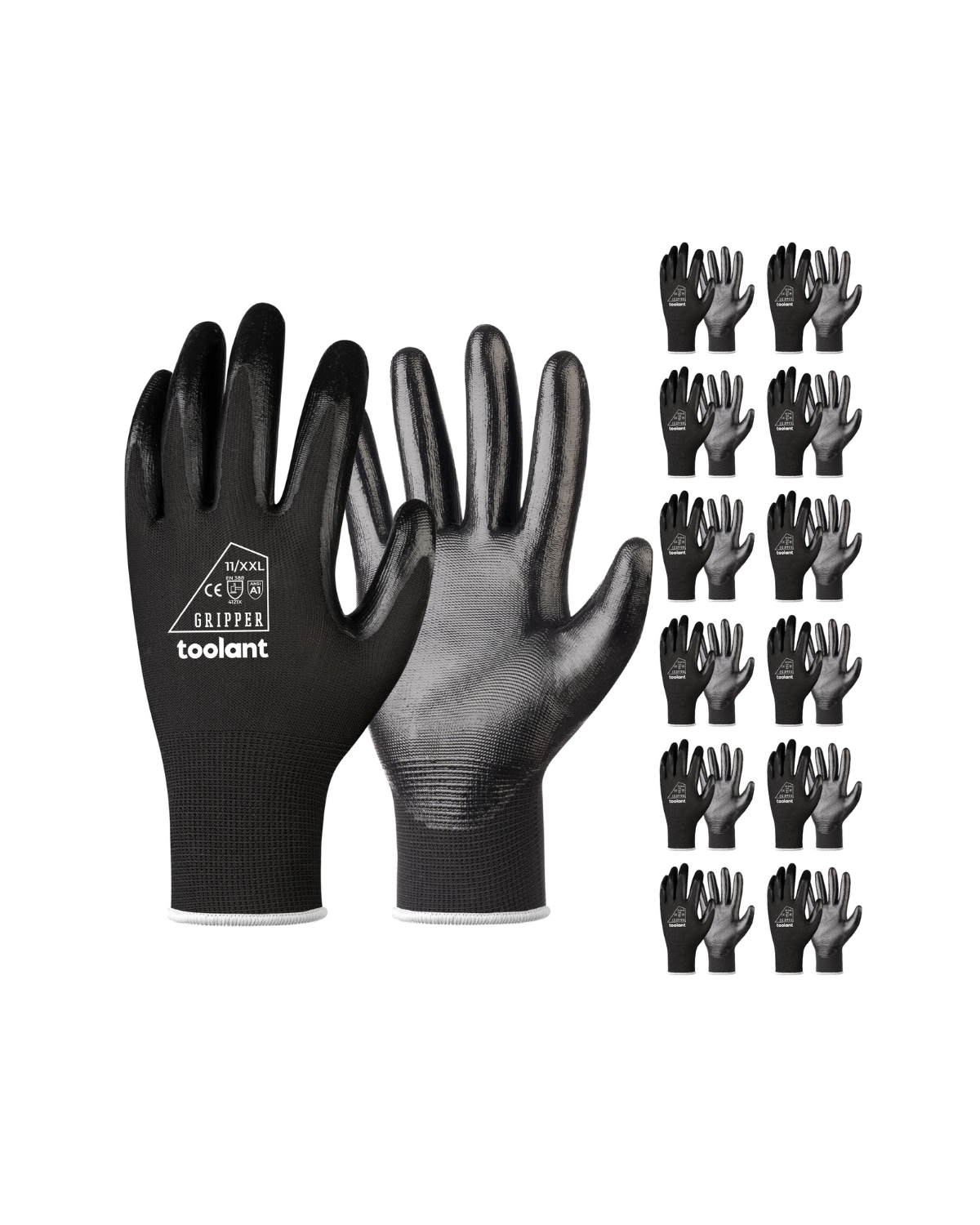 Oil Resistant Nitrile Coating Work Gloves, 12-Pairs