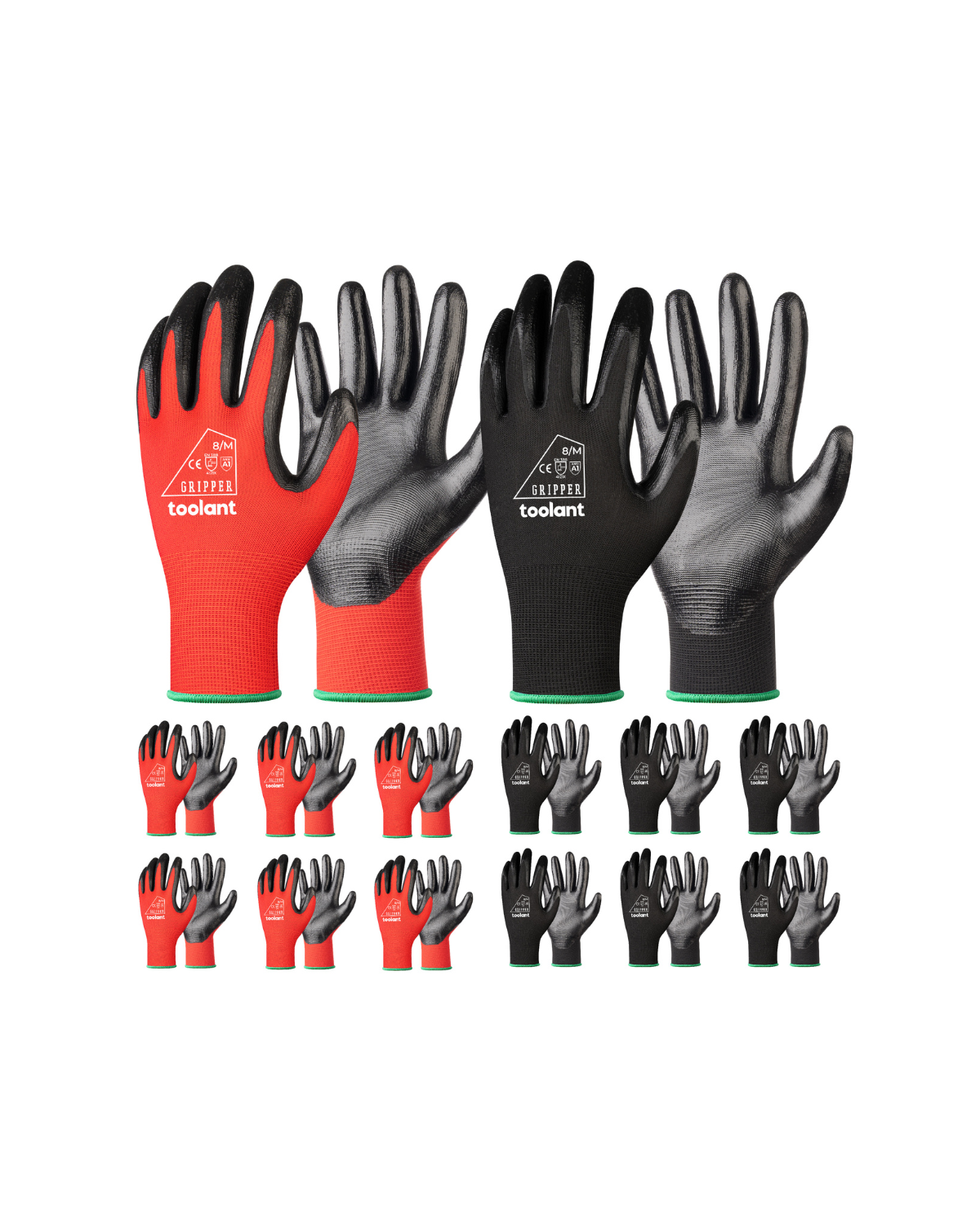 Oil Resistant Nitrile Coating Work Gloves, 12-Pairs