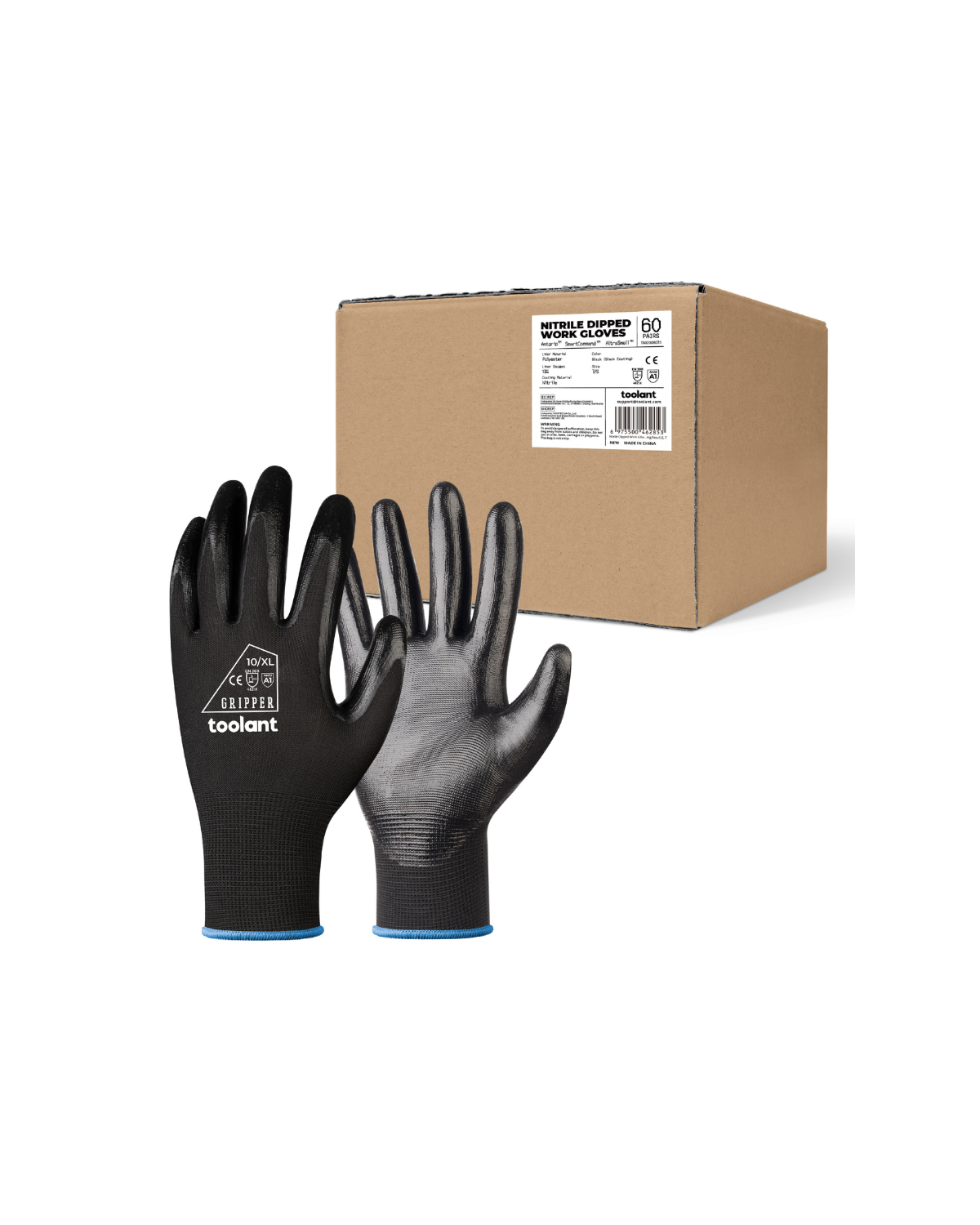 Oil Resistant Nitrile Coating Work Gloves, 12-Pairs