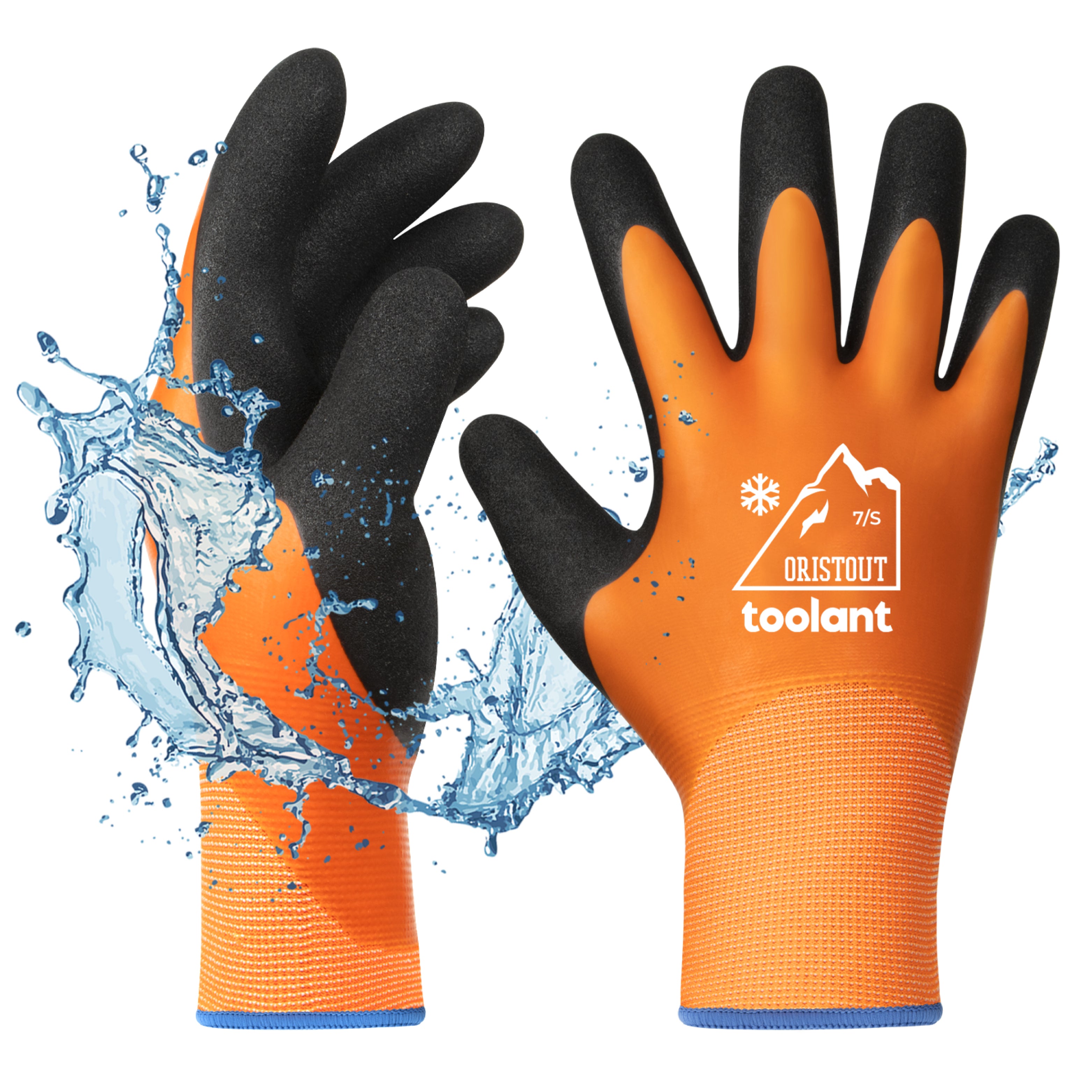 toolant Waterproof Gloves for Men and Women, Freezer Gloves with Grip, Double Nitrile Dipped for Extreme Oil Repellent, for Construction, Mud