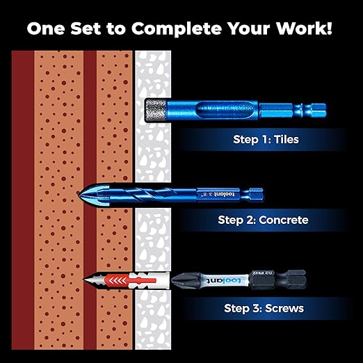 toolant Diamond Drill Bits Set, for Drilling Glass,Procelain,Ceramic and Tile