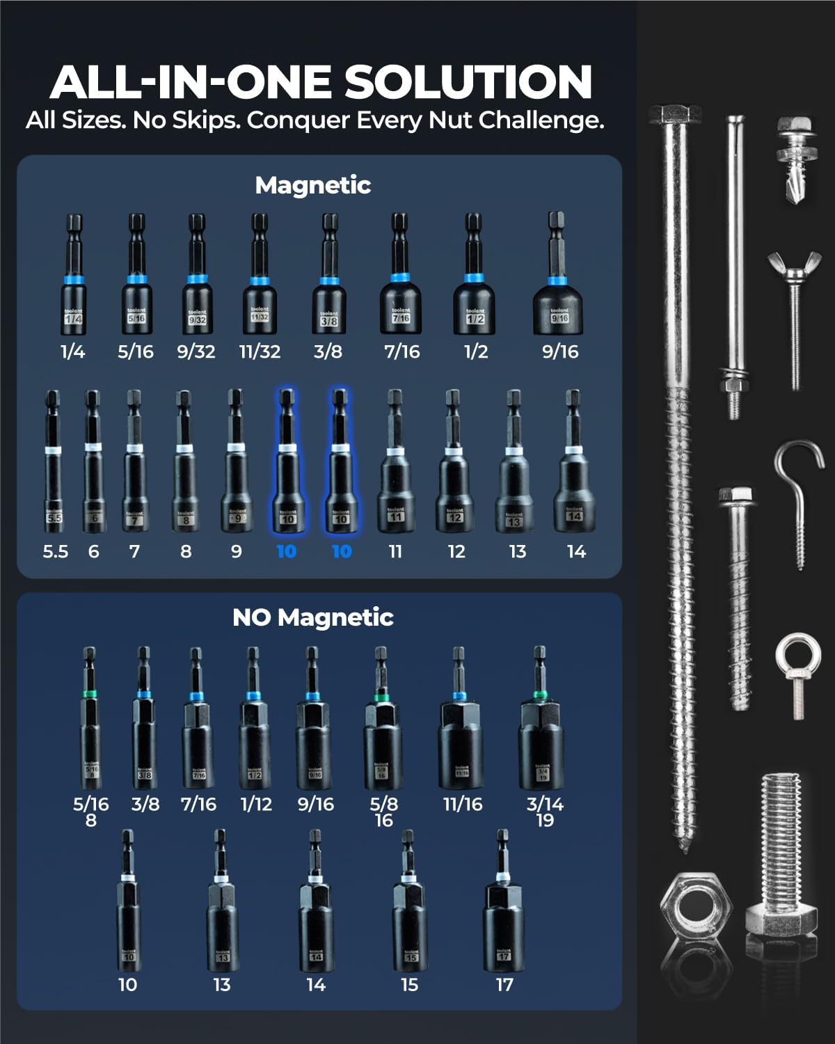 toolant Impact Magnetic Nut Driver Set, 38pcs