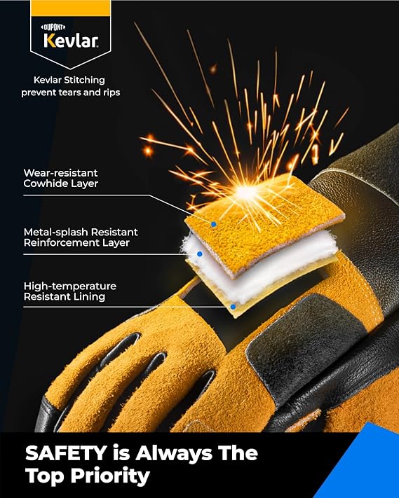 Leather Cowhide Mig/Stick Welding Gloves