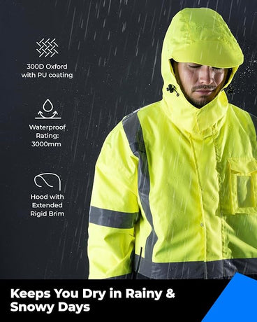 [New Version] Reflective Waterproof Safety Jackets for Men