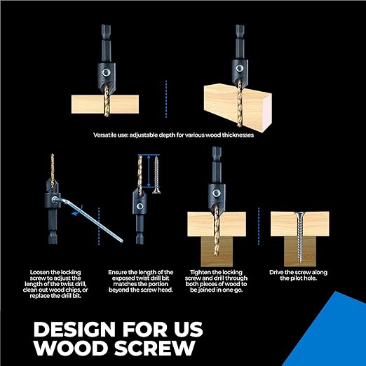 Silence Combination Countersink Drill Bits, #4, #6, #8, #10, #12