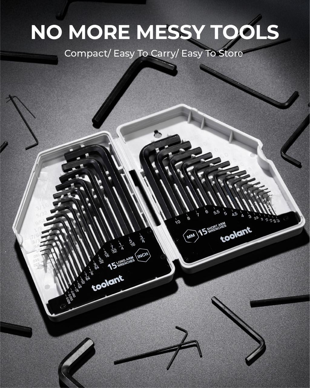 Metric & SAE Hex Key Allen Wrench Set, 30pcs